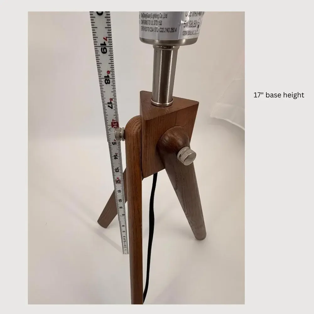 Solid Wood Tripod Table Lamp Mid Century Modern Oak